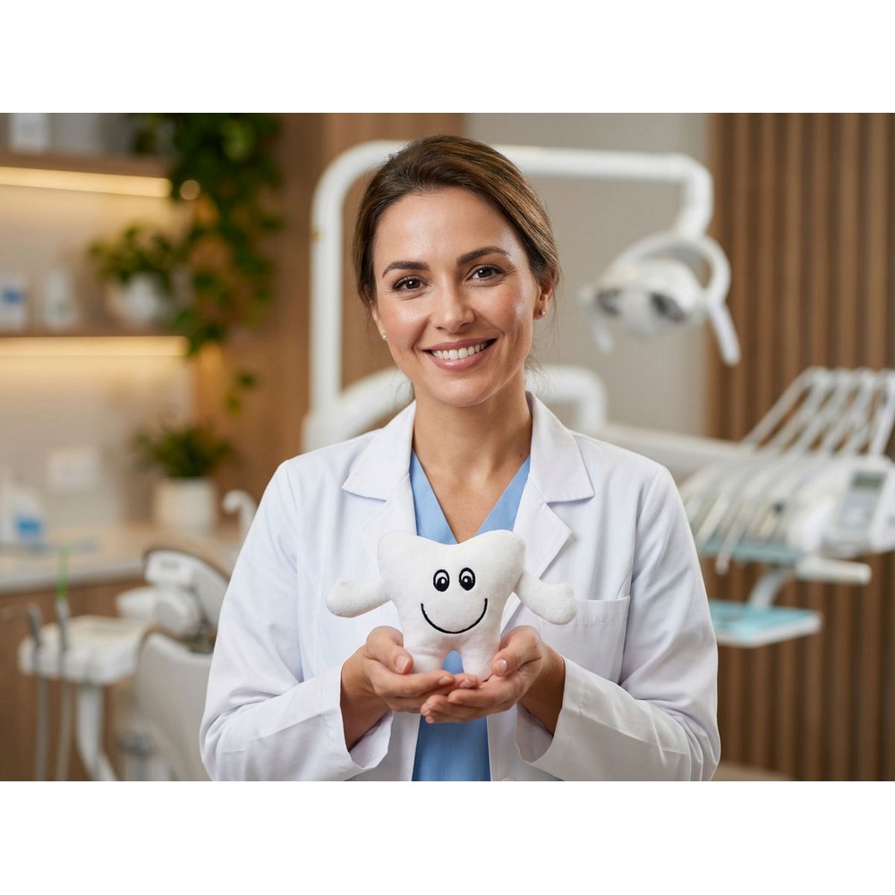 Pluszowy ząbek z logo - maskotka dentysty - zdjęcie 3