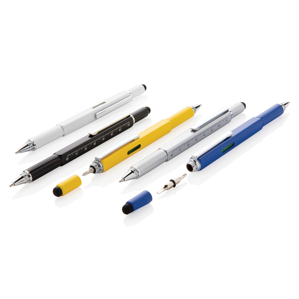 Wielofunkcyjny długopis bambusowy 5w1 z poziomica - Długopisy nietypowe z nadrukiem logo | VEBI - zdjęcie 9