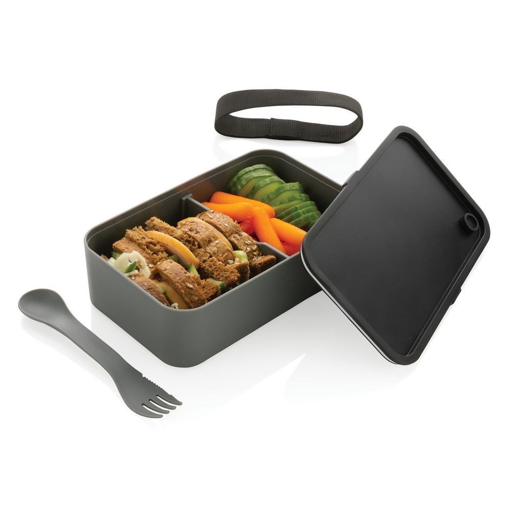 Ekologiczny lunchbox 1,2L z łyżkowidelcem - z recyklingu - Pojemniki na żywność z nadrukiem logo | VEBI - zdjęcie 27