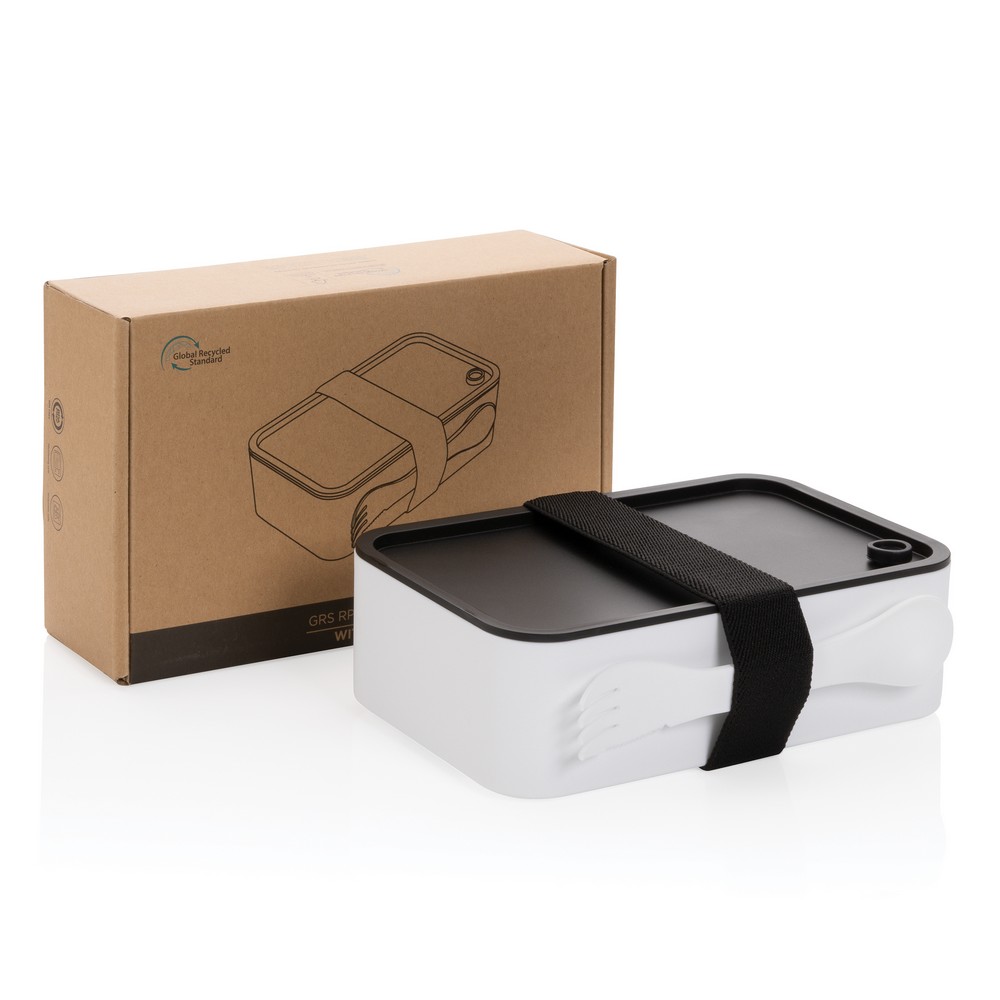 Ekologiczny lunchbox 1,2L z łyżkowidelcem - z recyklingu - Pojemniki na żywność z nadrukiem logo | VEBI - zdjęcie 10