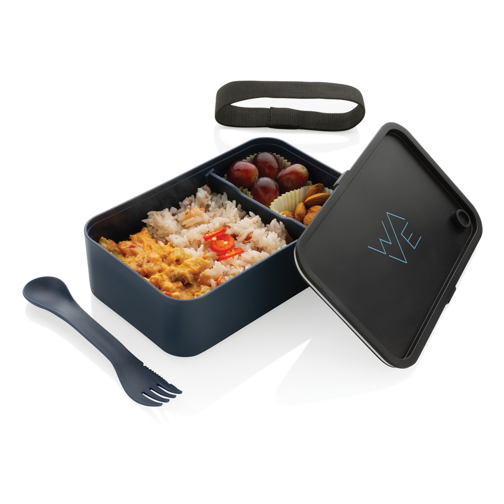 Ekologiczny lunchbox 1,2L z łyżkowidelcem - z recyklingu - Pojemniki na żywność z nadrukiem logo | VEBI - zdjęcie 20