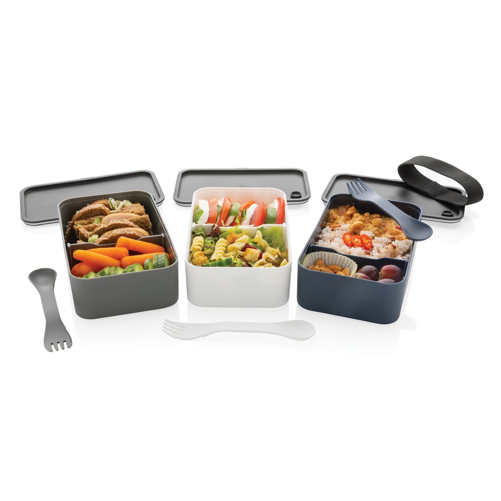 Ekologiczny lunchbox 1,2L z łyżkowidelcem - z recyklingu - Pojemniki na żywność z nadrukiem logo | VEBI - zdjęcie 21