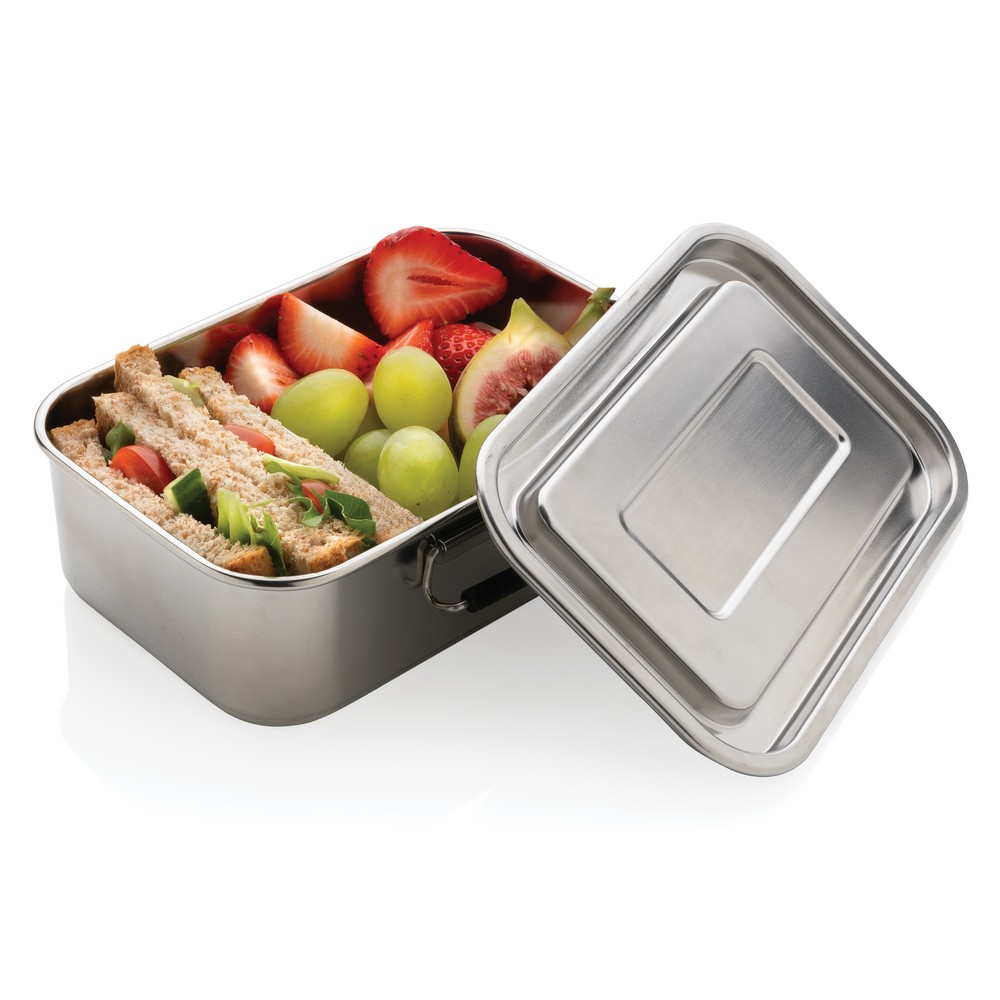 Lunchbox stalowy 800ml z recyklingu - ekologiczny z logo - Pojemniki na żywność z nadrukiem logo | VEBI - zdjęcie 2