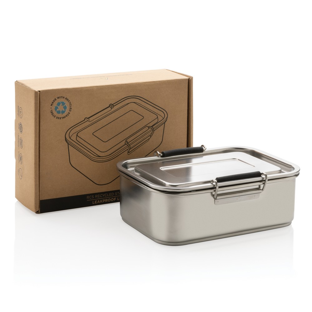 Lunchbox stalowy 800ml z recyklingu - ekologiczny z logo - Pojemniki na żywność z nadrukiem logo | VEBI - zdjęcie 11