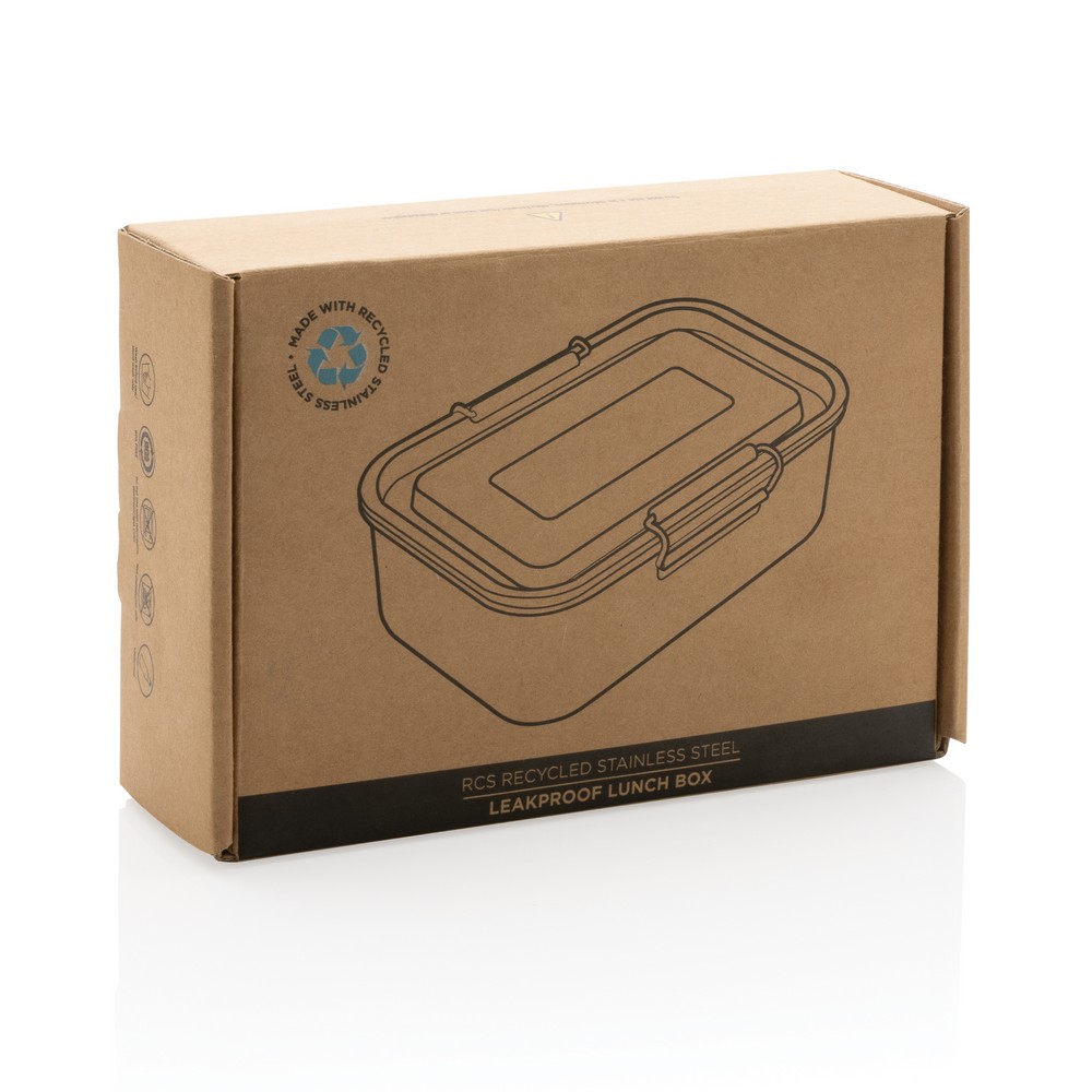 Lunchbox stalowy 800ml z recyklingu - ekologiczny z logo - Pojemniki na żywność z nadrukiem logo | VEBI - zdjęcie 12