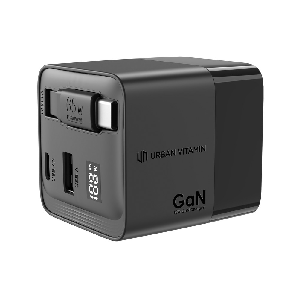 Ładowarka podróżna 65W z kablem USB-C - Urban Vitamin - Ładowarki z nadrukiem logo | VEBI