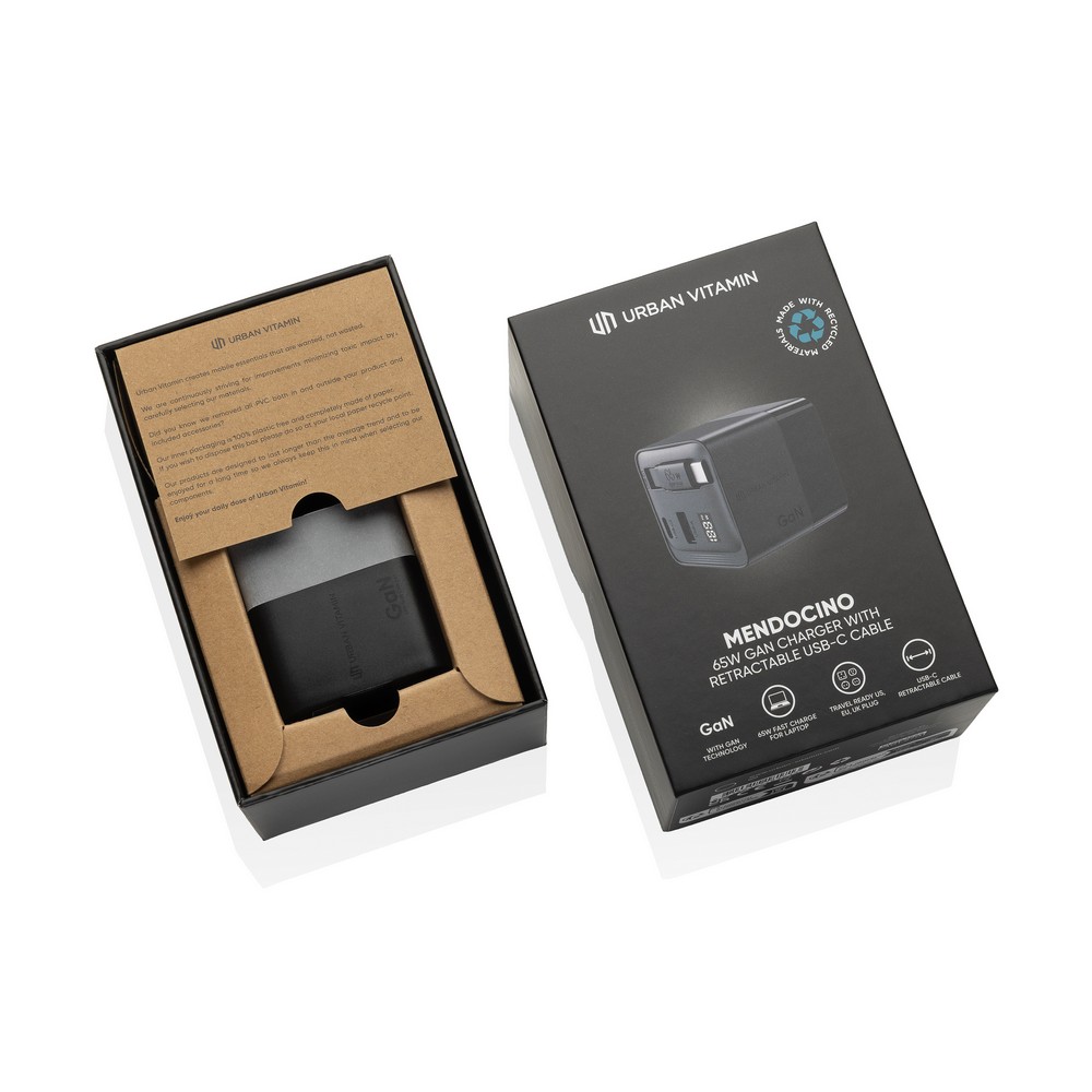 Ładowarka podróżna 65W z kablem USB-C - Urban Vitamin - Ładowarki z nadrukiem logo | VEBI - zdjęcie 15