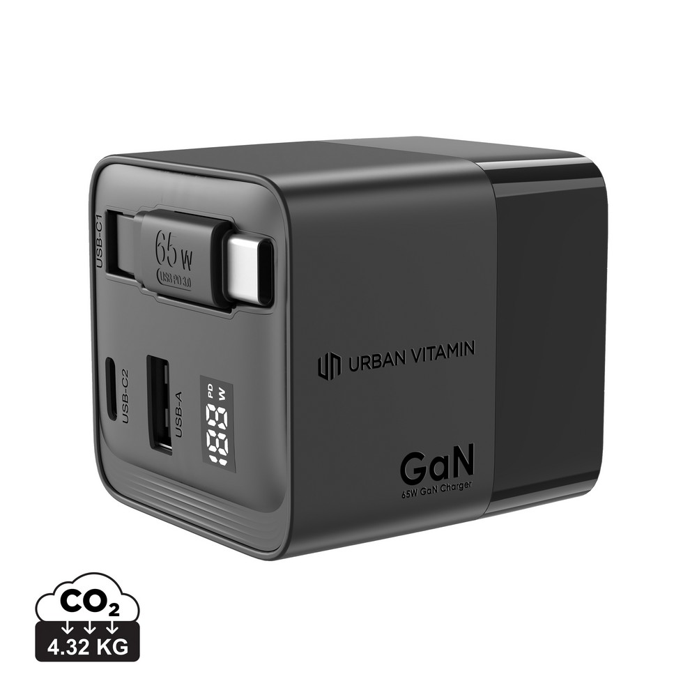 Ładowarka podróżna 65W z kablem USB-C - Urban Vitamin - Ładowarki z nadrukiem logo | VEBI - zdjęcie 16