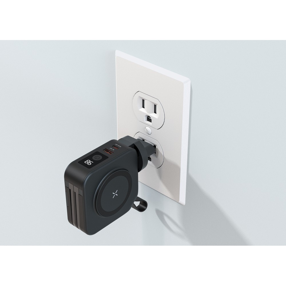Wielofunkcyjna stacja ładująca 5w1 Saratoga z powerbankiem - Ładowarki z nadrukiem logo | VEBI - zdjęcie 14