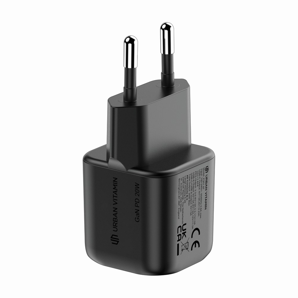 Ładowarka ścienna Monterey 20W z recyklingu USB-C + USB - Ładowarki z nadrukiem logo | VEBI - zdjęcie 5