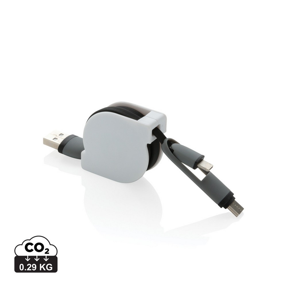 Zwijany kabel 3w1 USB-C/Micro USB/Lightning 1m - Kable z nadrukiem logo | VEBI - zdjęcie 24