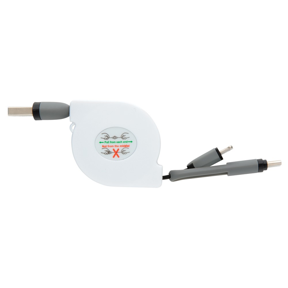 Zwijany kabel 3w1 USB-C/Micro USB/Lightning 1m - Kable z nadrukiem logo | VEBI - zdjęcie 16