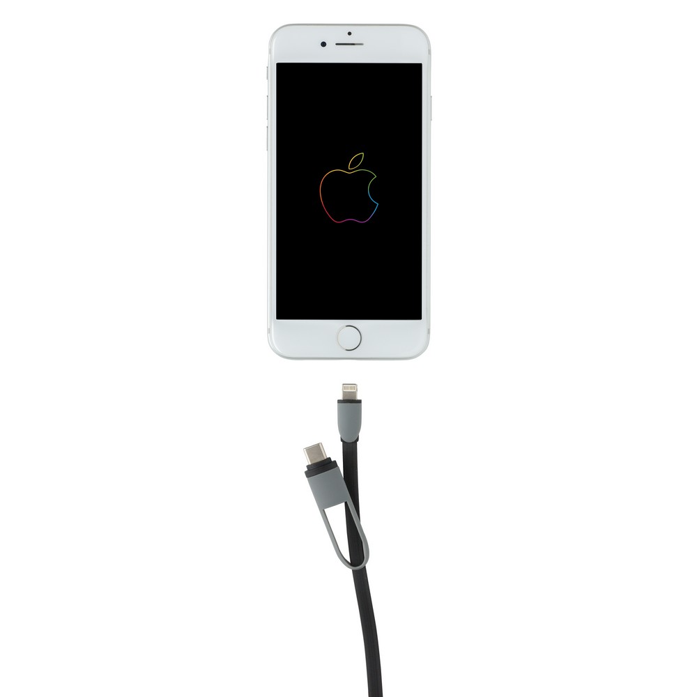 Zwijany kabel 3w1 USB-C/Micro USB/Lightning 1m - Kable z nadrukiem logo | VEBI - zdjęcie 17