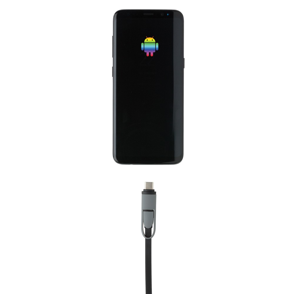 Zwijany kabel 3w1 USB-C/Micro USB/Lightning 1m - Kable z nadrukiem logo | VEBI - zdjęcie 18