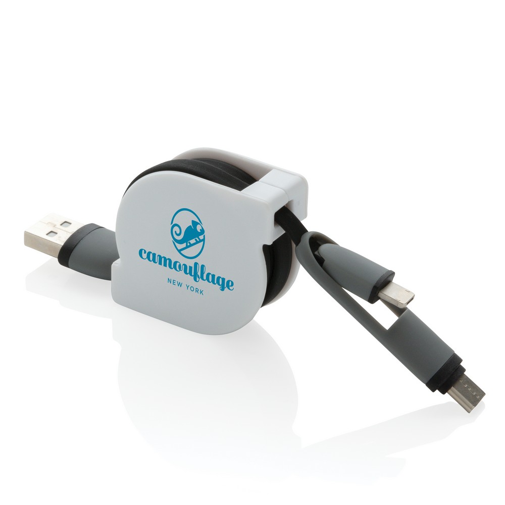 Zwijany kabel 3w1 USB-C/Micro USB/Lightning 1m - Kable z nadrukiem logo | VEBI - zdjęcie 20