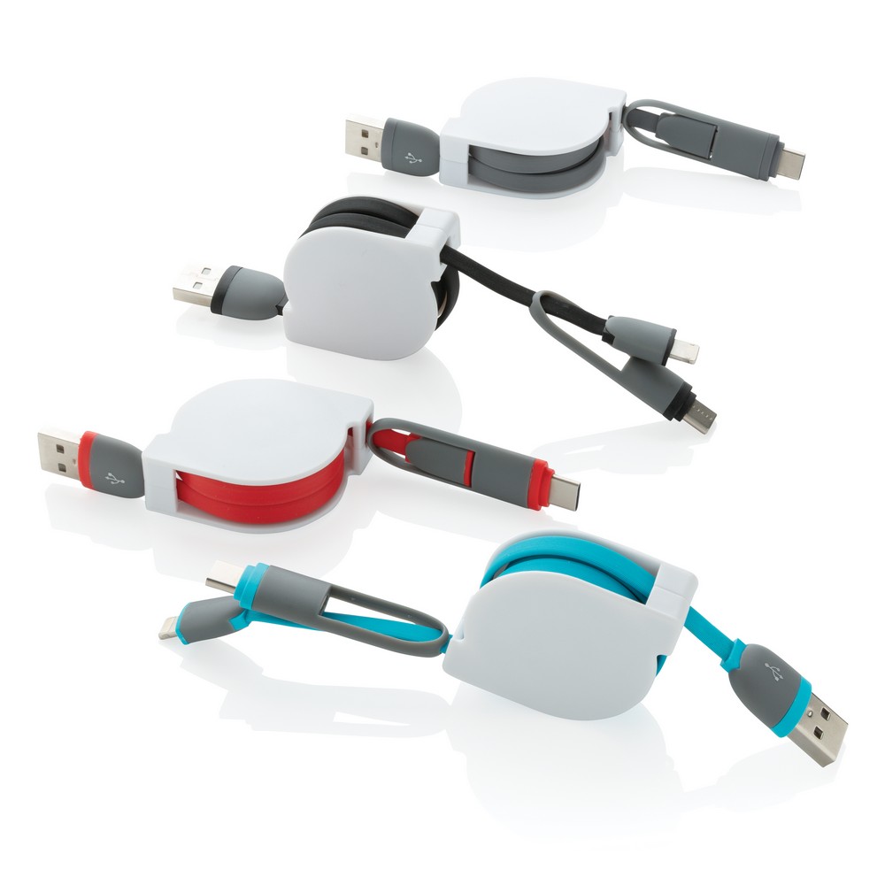 Zwijany kabel 3w1 USB-C/Micro USB/Lightning 1m - Kable z nadrukiem logo | VEBI - zdjęcie 21