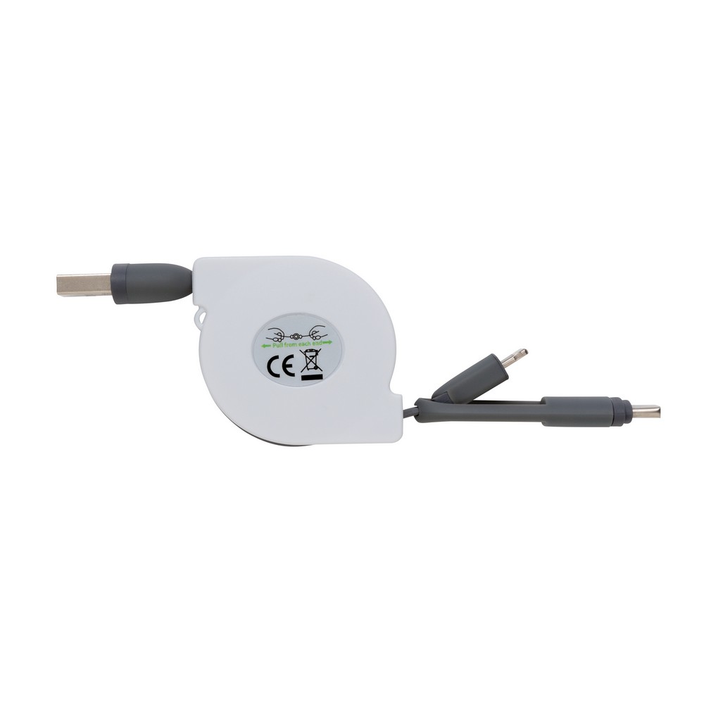 Zwijany kabel 3w1 USB-C/Micro USB/Lightning 1m - Kable z nadrukiem logo | VEBI - zdjęcie 2