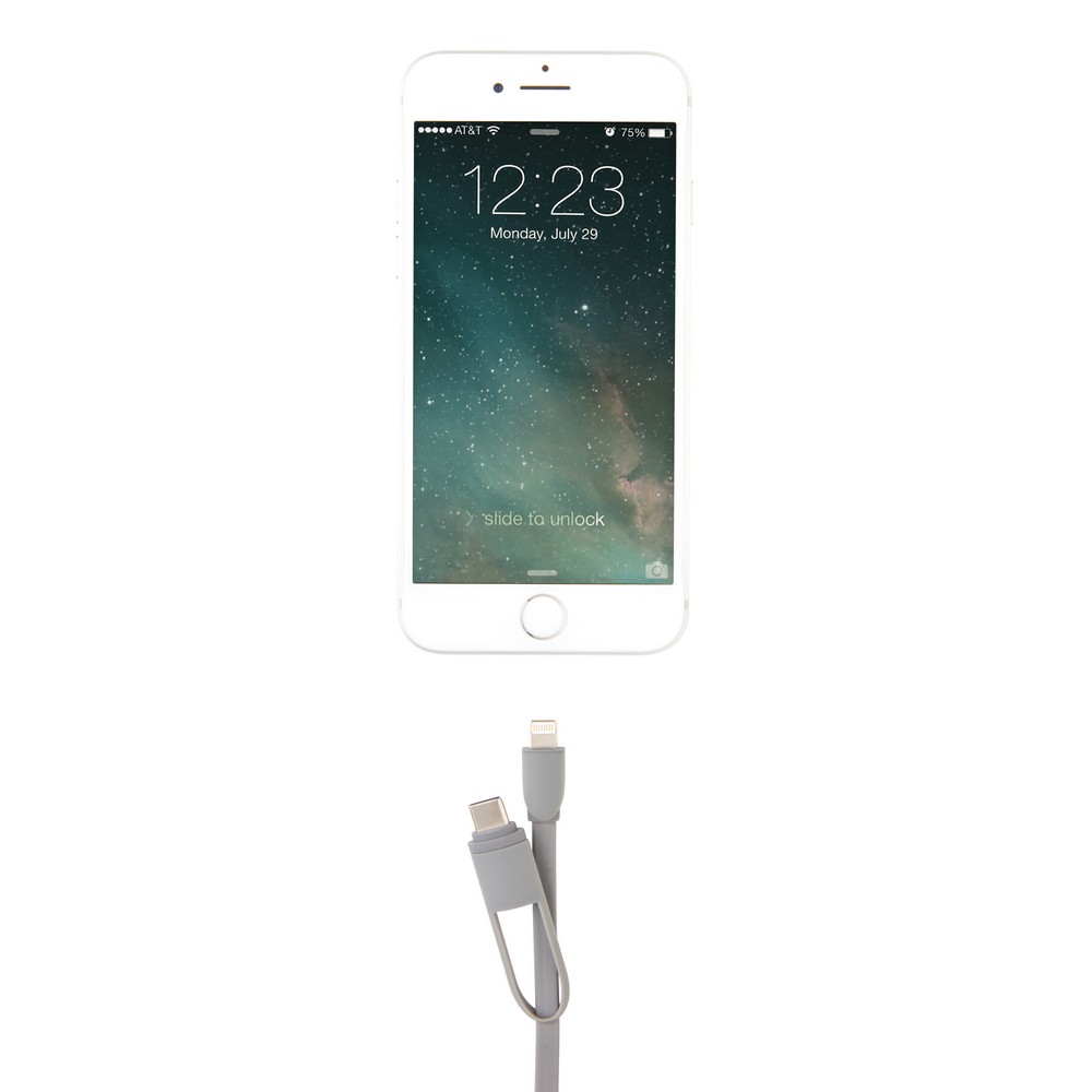 Zwijany kabel 3w1 USB-C/Micro USB/Lightning 1m - Kable z nadrukiem logo | VEBI - zdjęcie 4