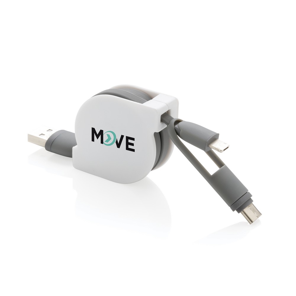 Zwijany kabel 3w1 USB-C/Micro USB/Lightning 1m - Kable z nadrukiem logo | VEBI - zdjęcie 8