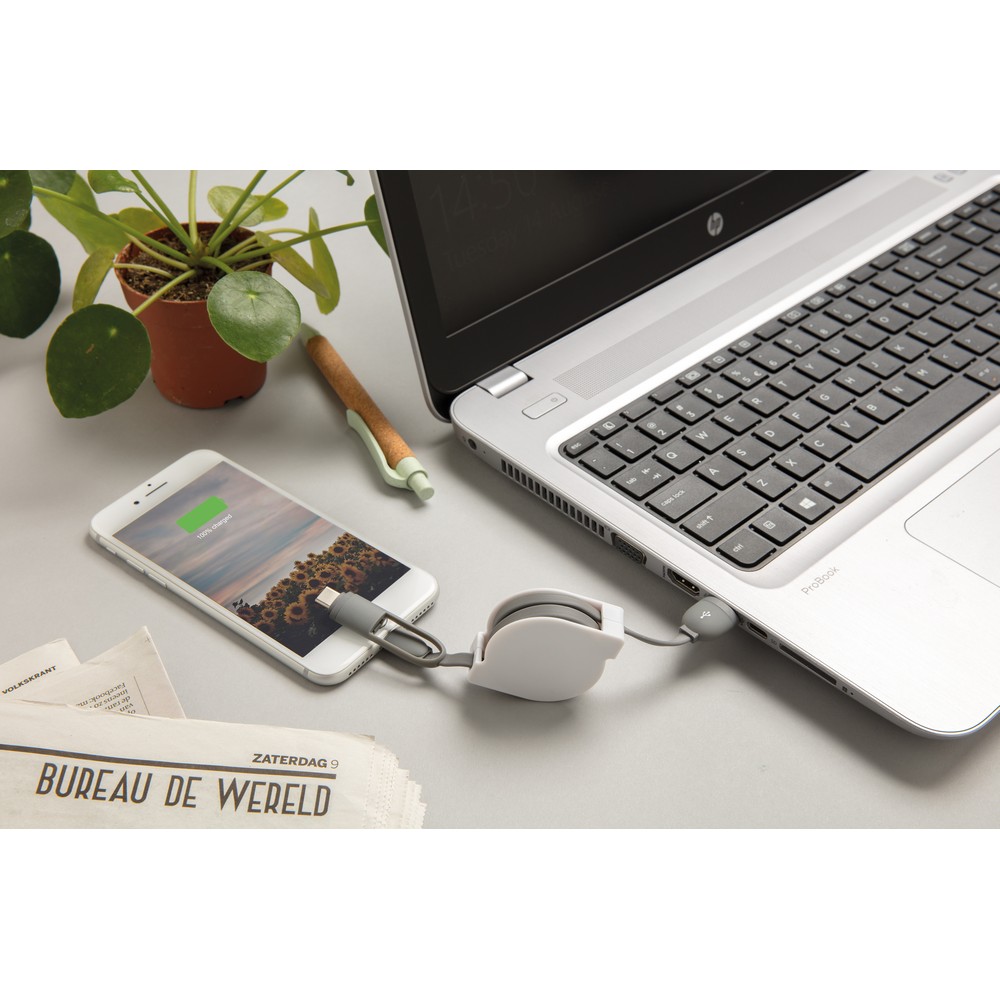 Zwijany kabel 3w1 USB-C/Micro USB/Lightning 1m - Kable z nadrukiem logo | VEBI - zdjęcie 10
