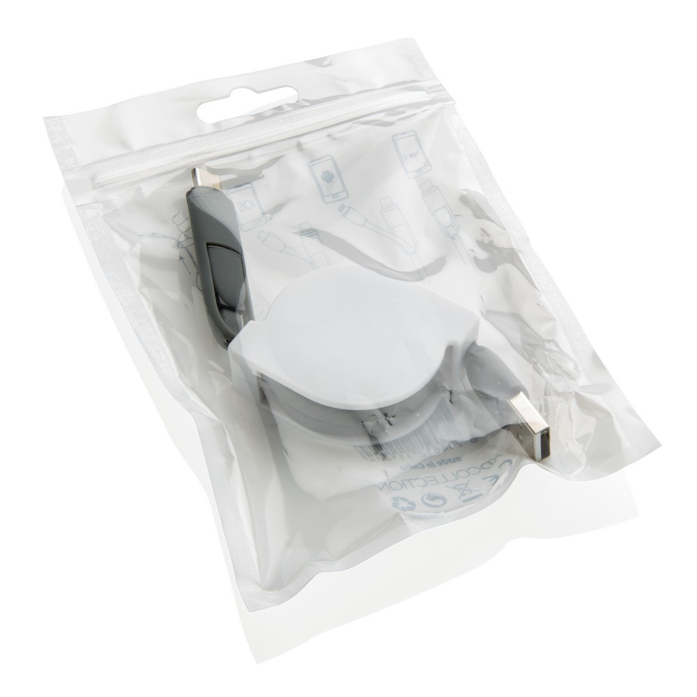 Zwijany kabel 3w1 USB-C/Micro USB/Lightning 1m - Kable z nadrukiem logo | VEBI - zdjęcie 12