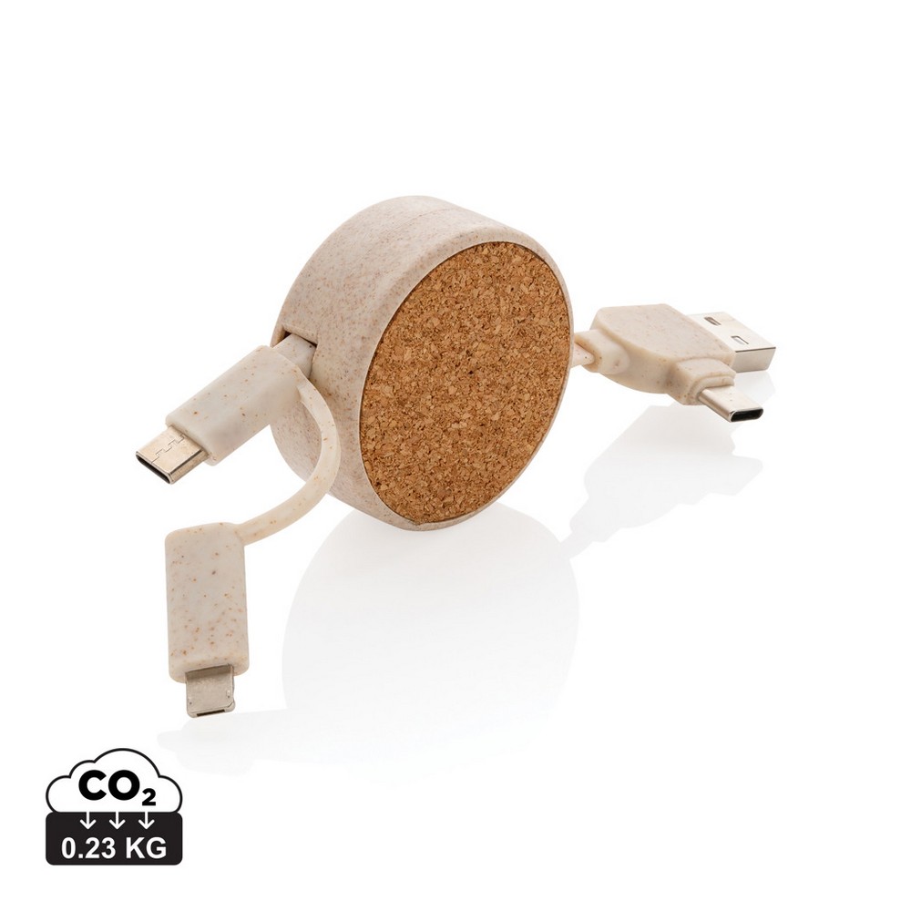 Ekologiczny zwijany kabel ładujący USB-C i micro USB - Kable z nadrukiem logo | VEBI - zdjęcie 7