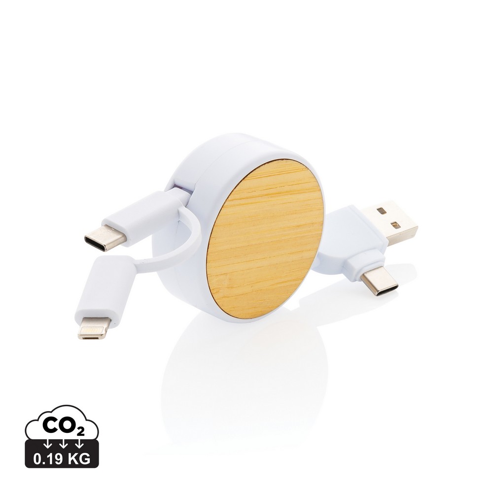 Kabel ładujący Ontario z bambusu - 4 w 1 z logo firmy - Kable z nadrukiem logo | VEBI - zdjęcie 10