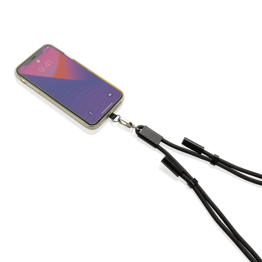 Ekologiczny kabel USB-C z smyczą na telefon LoopAmp - Kable z nadrukiem logo | VEBI - zdjęcie 6