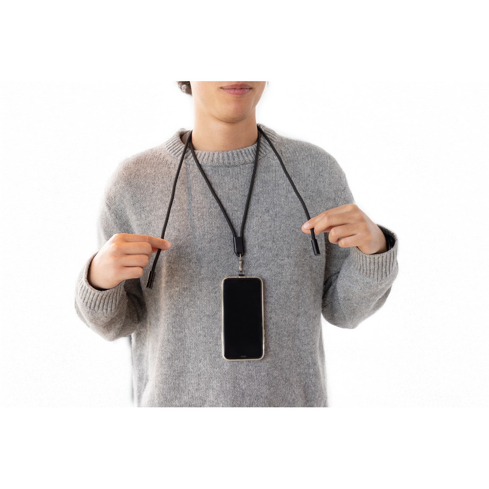 Ekologiczny kabel USB-C z smyczą na telefon LoopAmp - Kable z nadrukiem logo | VEBI - zdjęcie 2