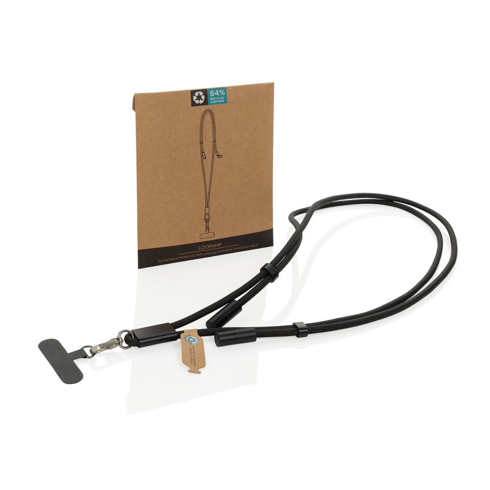 Ekologiczny kabel USB-C z smyczą na telefon LoopAmp - Kable z nadrukiem logo | VEBI - zdjęcie 14