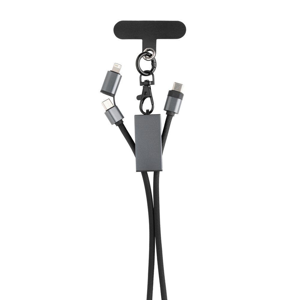 Kabel ładujący 2w1 ze smyczą Terra - ekologiczny gadżet reklamowy - Kable z nadrukiem logo | VEBI - zdjęcie 2