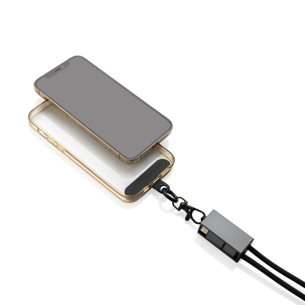 Kabel ładujący 2w1 ze smyczą Terra - ekologiczny gadżet reklamowy - Kable z nadrukiem logo | VEBI - zdjęcie 4