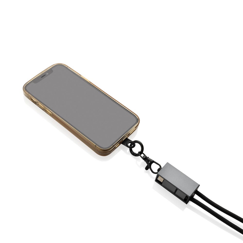 Kabel ładujący 2w1 ze smyczą Terra - ekologiczny gadżet reklamowy - Kable z nadrukiem logo | VEBI - zdjęcie 5