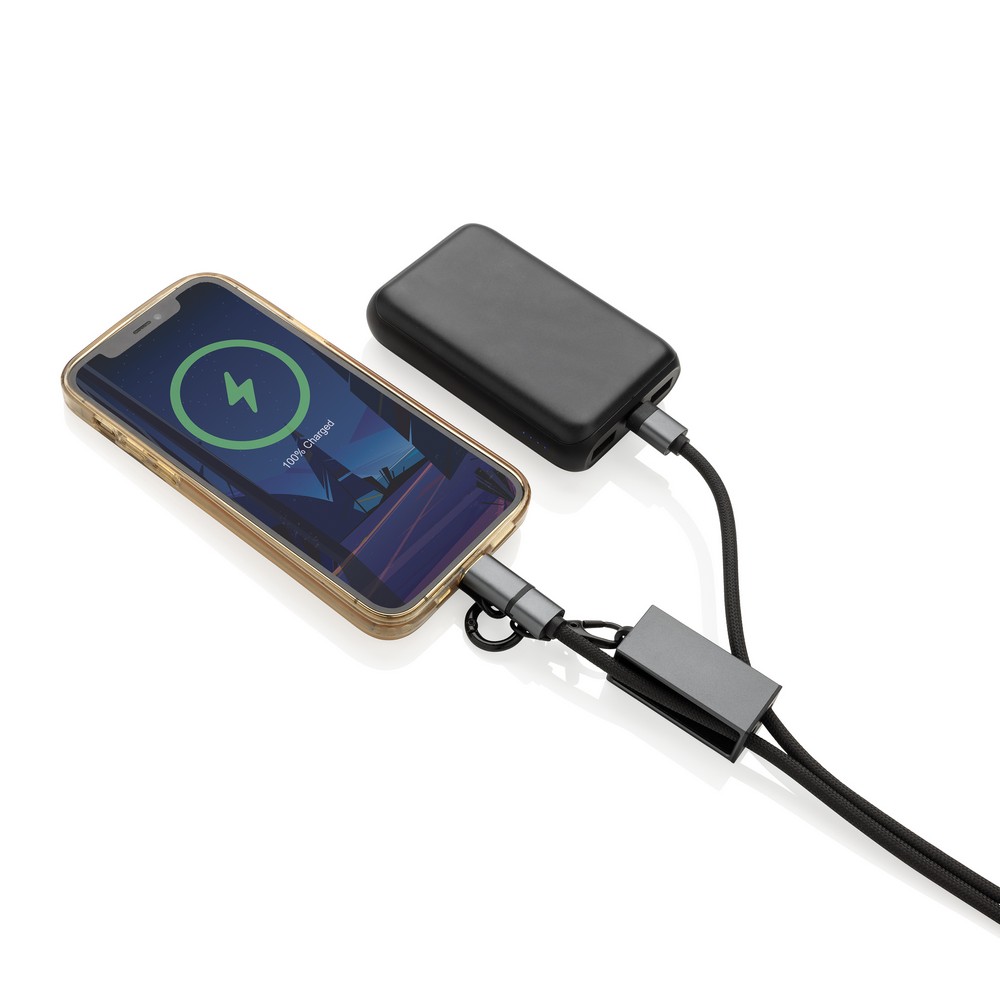 Kabel ładujący 2w1 ze smyczą Terra - ekologiczny gadżet reklamowy - Kable z nadrukiem logo | VEBI - zdjęcie 7