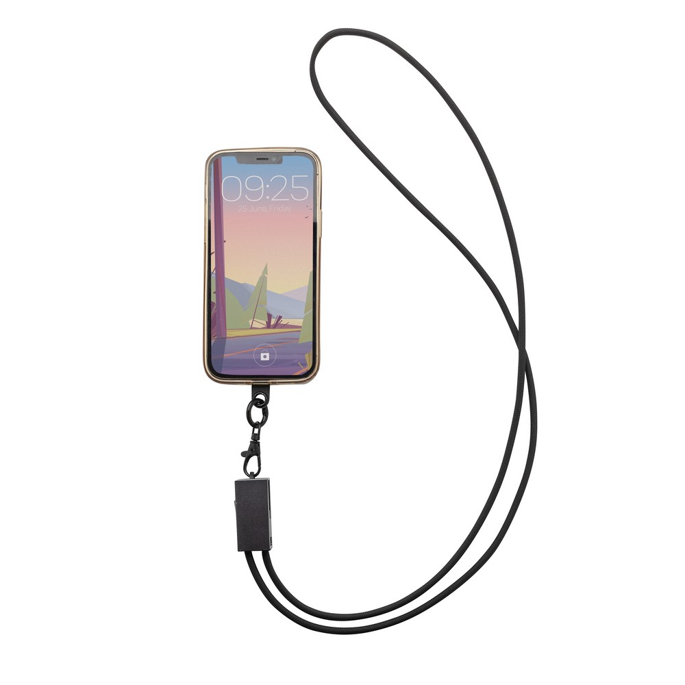 Kabel ładujący 2w1 ze smyczą Terra - ekologiczny gadżet reklamowy - Kable z nadrukiem logo | VEBI - zdjęcie 9