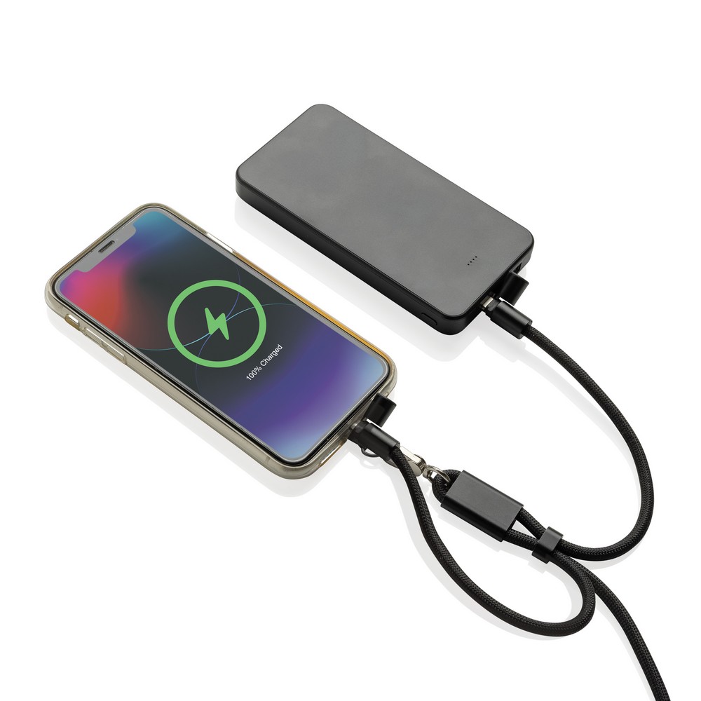 Kabel ładujący z uchwytem LoopAmp - 60W USB-C z RPET - Kable z nadrukiem logo | VEBI - zdjęcie 4
