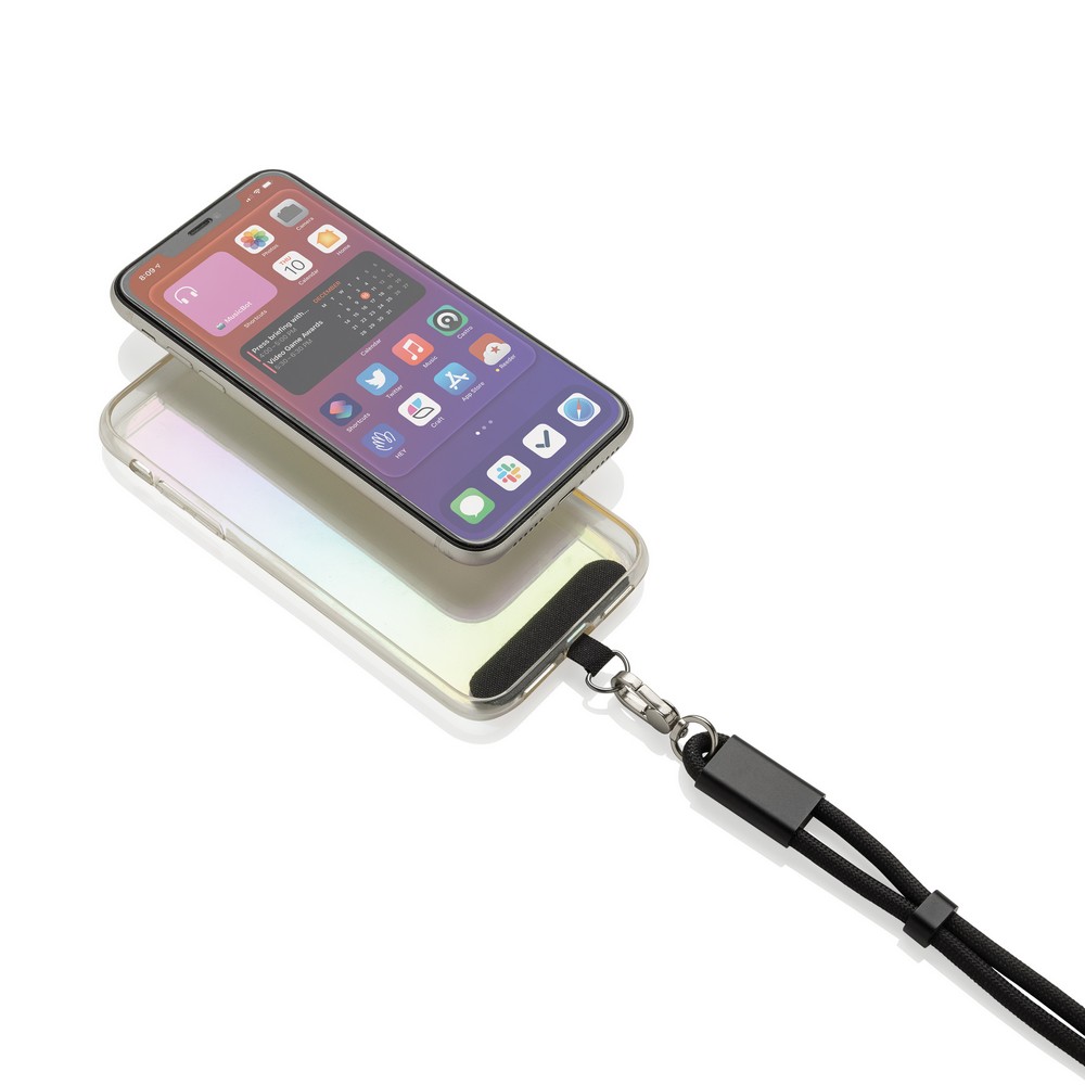 Kabel ładujący z uchwytem LoopAmp - 60W USB-C z RPET - Kable z nadrukiem logo | VEBI - zdjęcie 5