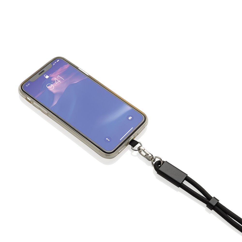 Kabel ładujący z uchwytem LoopAmp - 60W USB-C z RPET - Kable z nadrukiem logo | VEBI - zdjęcie 6