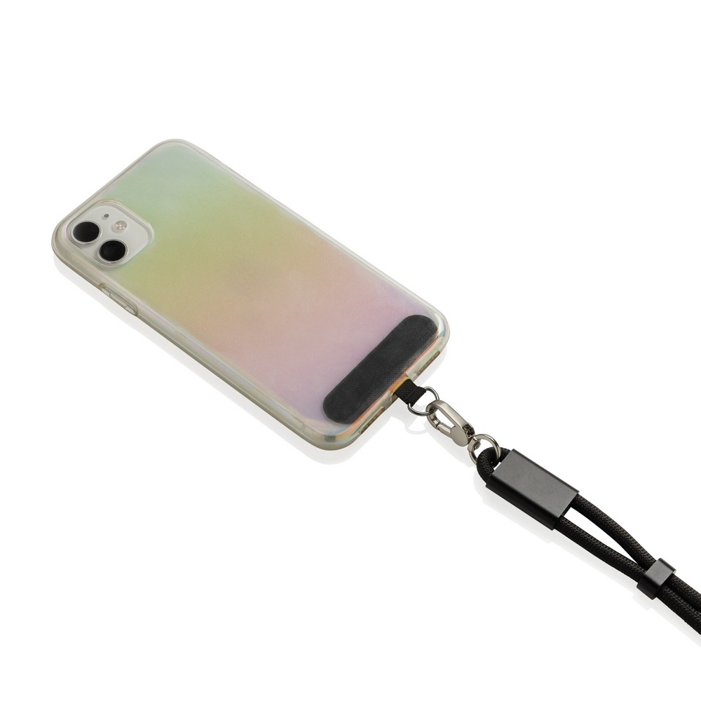 Kabel ładujący z uchwytem LoopAmp - 60W USB-C z RPET - Kable z nadrukiem logo | VEBI - zdjęcie 7