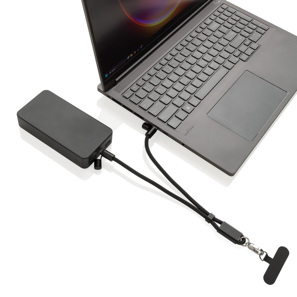 Kabel ładujący z uchwytem LoopAmp - 60W USB-C z RPET - Kable z nadrukiem logo | VEBI - zdjęcie 8