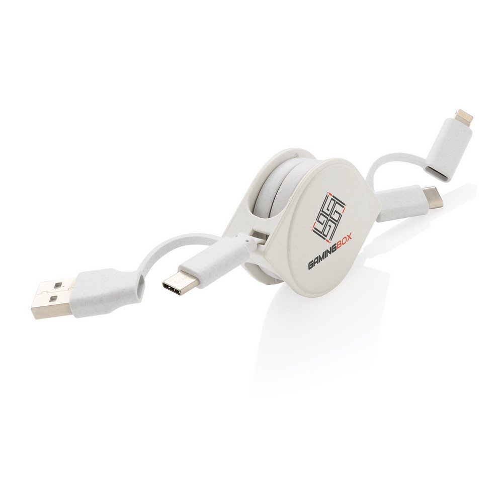 Zwijany kabel 6w1 z recyklingu - ekologiczne ładowanie - Kable z nadrukiem logo | VEBI - zdjęcie 6