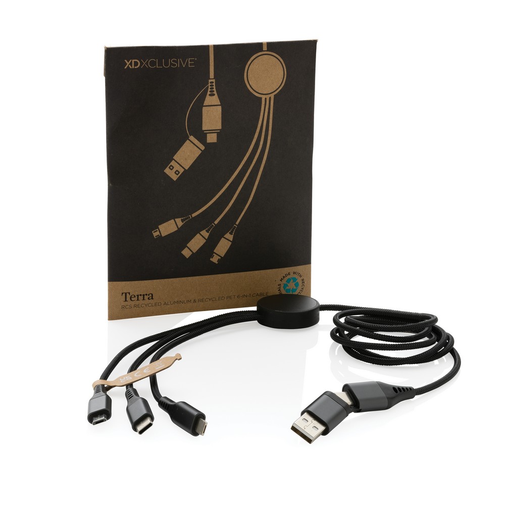 Ekologiczny kabel ładujący 6w1 Terra z szybkim ładowaniem - Kable z nadrukiem logo | VEBI - zdjęcie 18