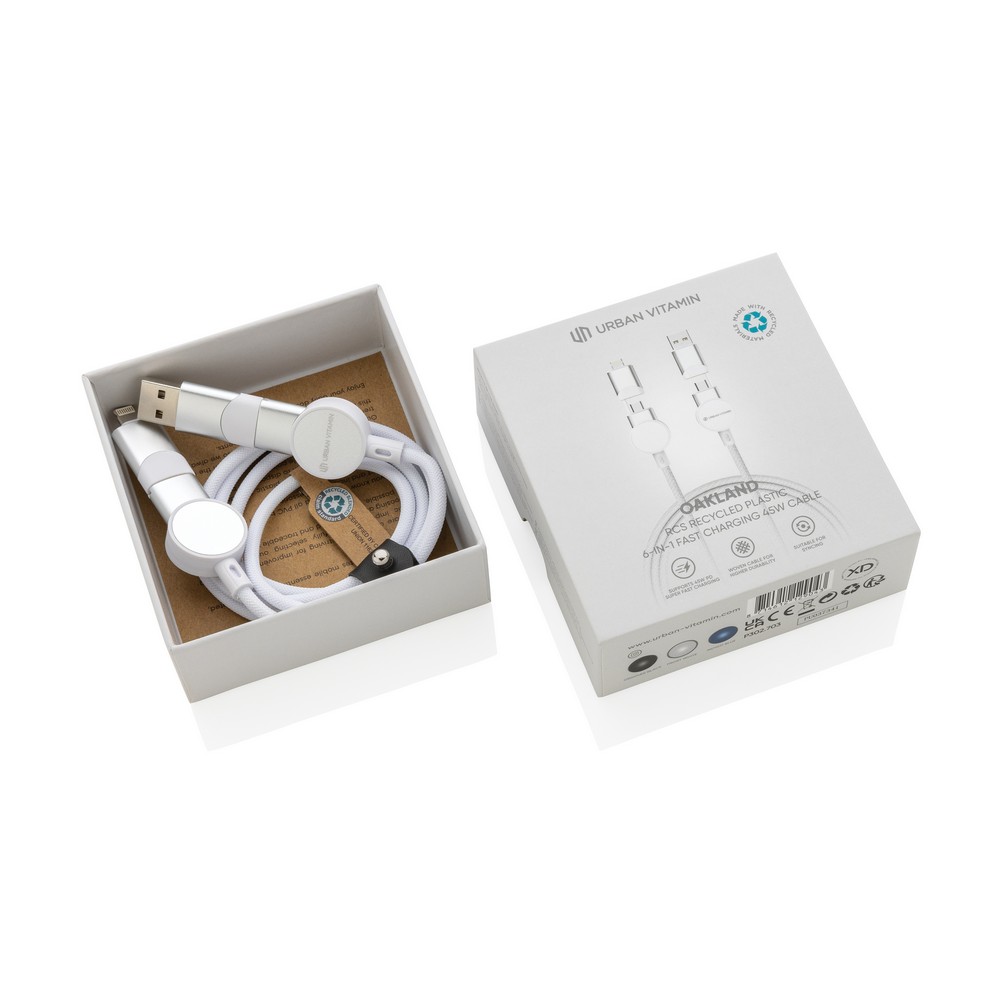 Kabel do ładowania 6 w 1 45W Urban Vitamin Oakland - Kable z nadrukiem logo | VEBI - zdjęcie 10