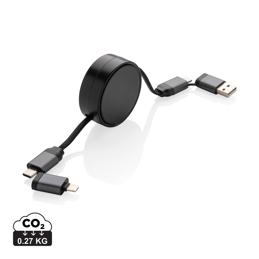 Ekologiczny kabel ładujący 6w1 Terra - zwijany, 45W - Kable z nadrukiem logo | VEBI - zdjęcie 9