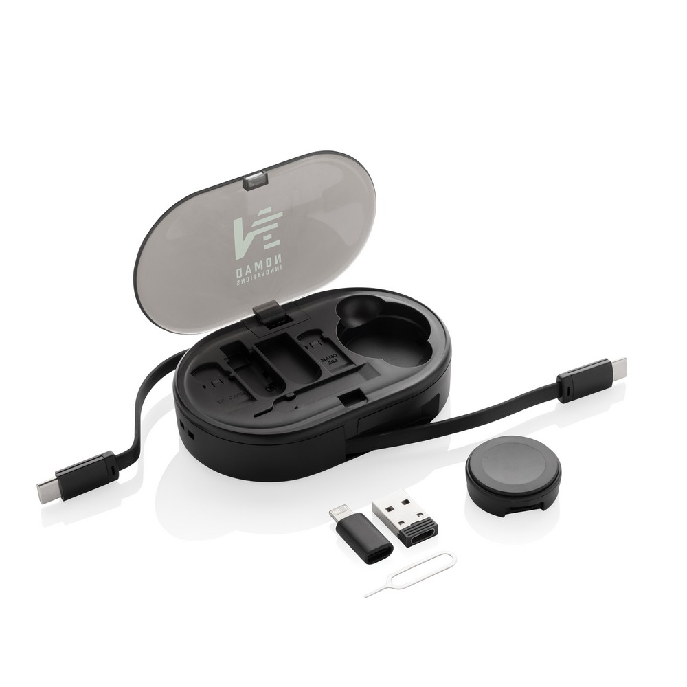 Ekologiczny zestaw ładowarek 60W z kablem i stacją wireless - Kable z nadrukiem logo | VEBI - zdjęcie 4