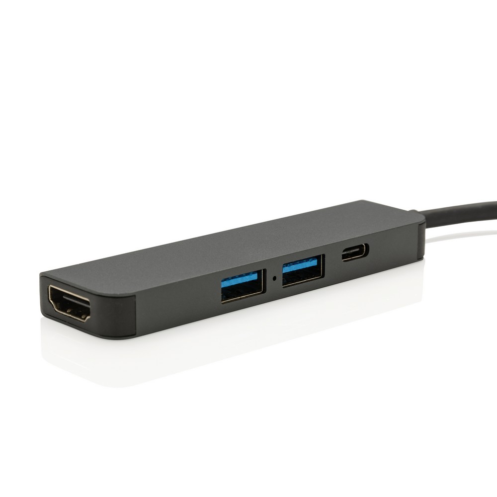 Hub USB 3.0/USB-C Terra z HDMI 4K - aluminium z recyklingu - Akcesoria do komputerów z nadrukiem logo | VEBI - zdjęcie 2