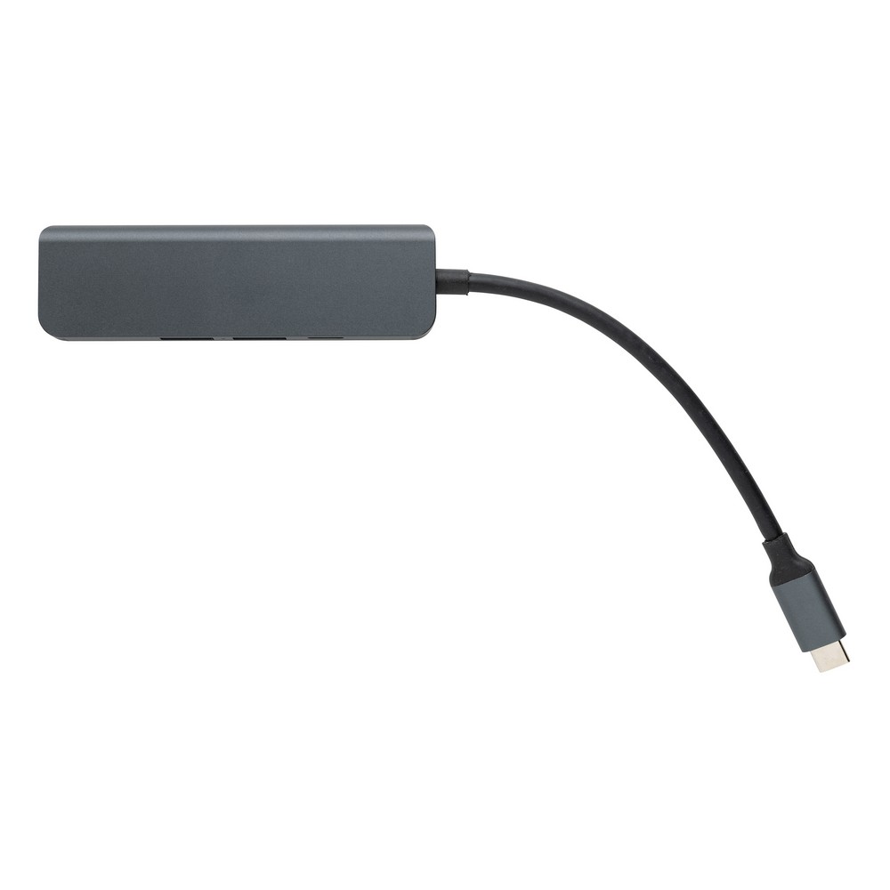 Hub USB 3.0/USB-C Terra z HDMI 4K - aluminium z recyklingu - Akcesoria do komputerów z nadrukiem logo | VEBI - zdjęcie 4