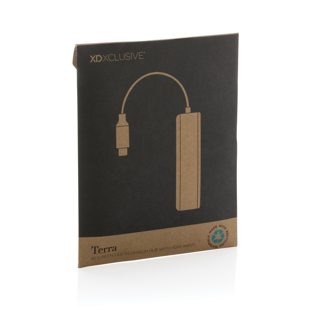 Hub USB 3.0/USB-C Terra z HDMI 4K - aluminium z recyklingu - Akcesoria do komputerów z nadrukiem logo | VEBI - zdjęcie 9