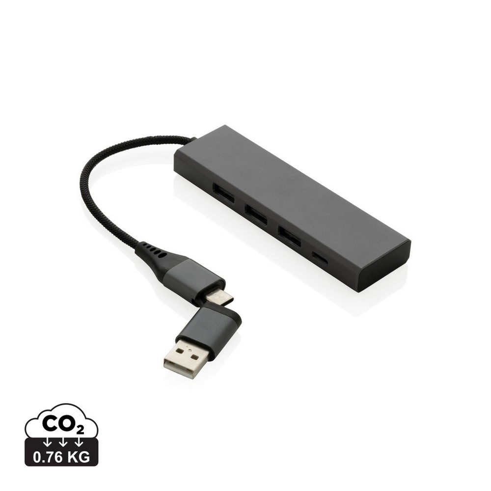 Hub USB-C z aluminium z recyklingu - 4 porty