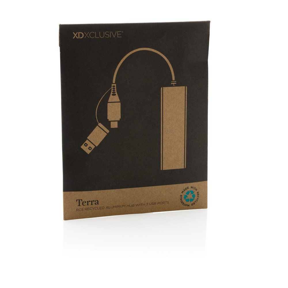 Hub USB-C z aluminium z recyklingu - 4 porty - Akcesoria do komputerów z nadrukiem logo | VEBI - zdjęcie 9